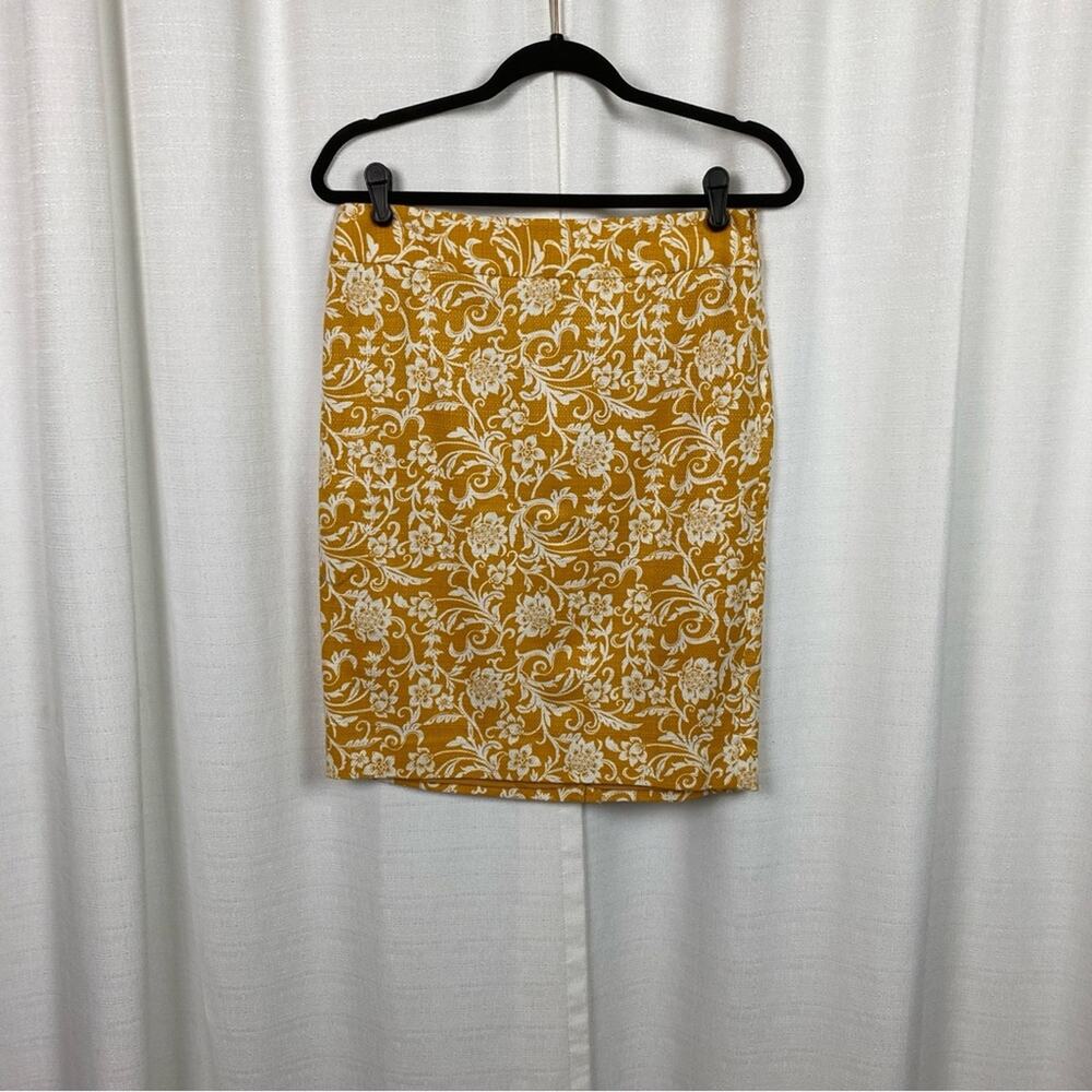 LOFT Yellow Paisley Floral Pencil Skirt Sz.4 NWT